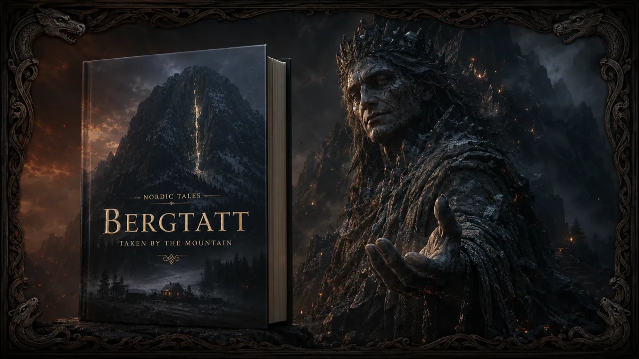 YouTube thumbnail for Bergtatt, a dark Nordic folk tale song about a mountain.