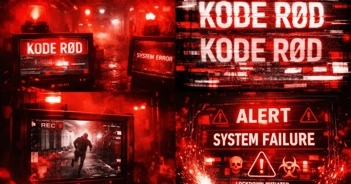 Silhuett i rødt lys etter systemkollaps